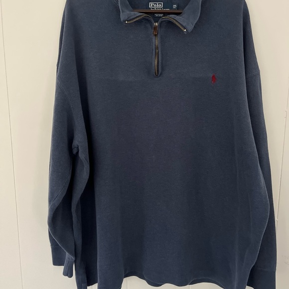 POLO by Ralph Lauren 1/4 Zip Pullover Navy Sweater Top Size 2XL Big - Picture 9 of 13